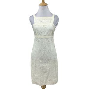 NWT MSSP Sheath Dress Womens S Ivory Lace Sleeveless Square Neck